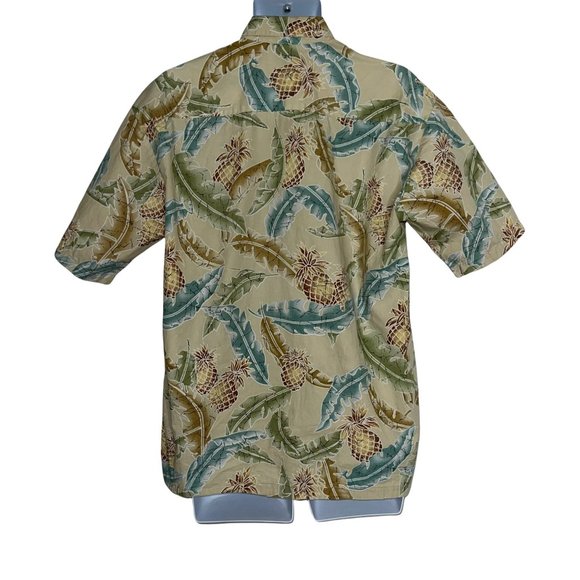 Cooke Street Vintage 1990's Tan Leaf Pineapple Hawaiian Button Front Shirt L - Picture 8 of 12